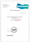 Сертификат OEM-Партнера DOOSAN