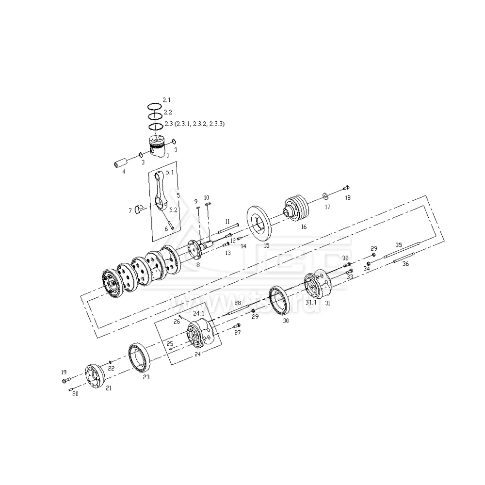 Поршни, шатуны и коленчатый вал SDEC SC27G830D2