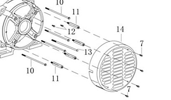 Крышка альтернатора защитная задняя SGG 12000(L)-18000(L),LC2V80FD,LC2V90FD / Alternator end cover (660020012-0001)