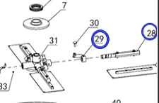 Ось лопасти в сборе со ступицей TSS DMD/DMR1000H,L/Blade fixer + Adjusting device TSS DMD/DMR1000, №28+№29 (PT3628+PT3629)