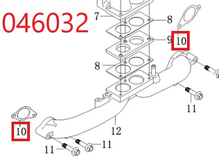 Прокладка впускного коллектора SGG 16000(.L.)-18000(.L.),LC2V90FD Lc / Gasket Intake pipe (170430189-0001)