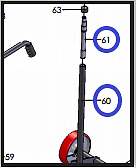 Стержень винтовой в сборе TSS RH-450/screw stem, №61 (Q450-061) + connecting stem, №60 (Q450-060)