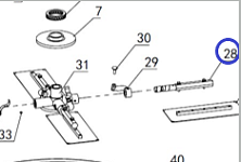 Ось лопасти в сборе со ступицей TSS DMD/DMR1000H,L/Blade fixer + Adjusting device TSS DMD/DMR1000, №28+№29 (PT3628+PT3629)
