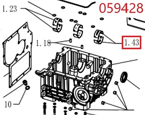 Вкладыш коренной SDG 14000(..),LT292FE (опорный, к-т из 2 шт.) Lt / Crankshaft bearing,output (1 pair) (1.02.01.06.0011)